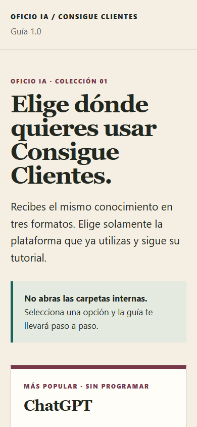 Selector móvil de ChatGPT, Claude y Codex